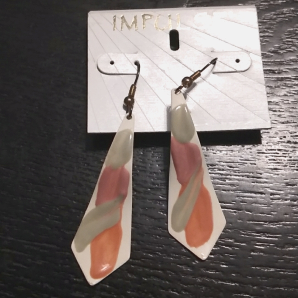 Enamel handpainted metal drop earrings